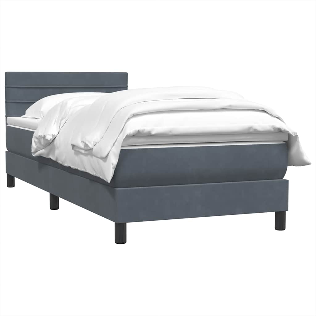 Boxspring met matras fluweel donkergrijs 90x210 cm