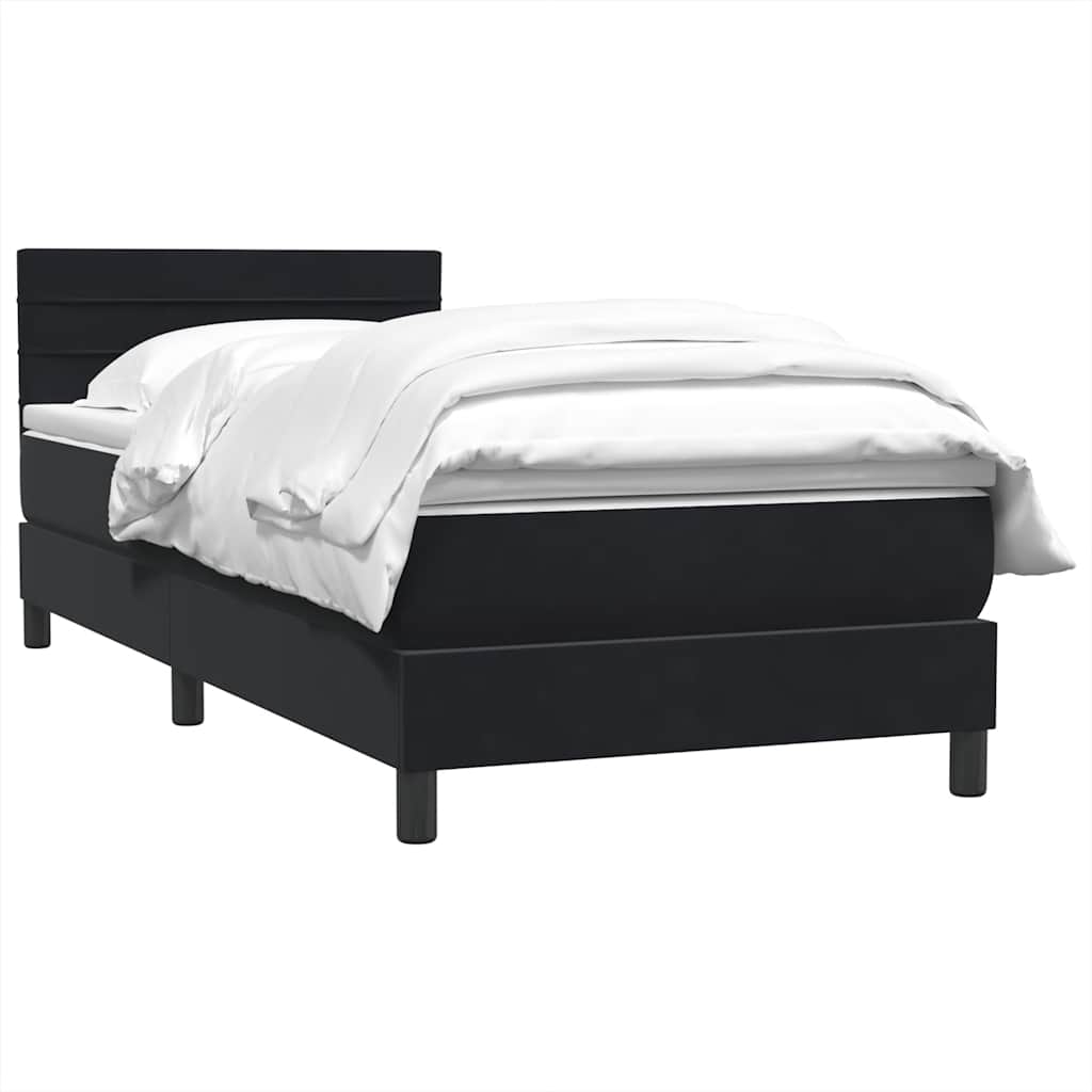 Boxspring met matras fluweel zwart 90x210 cm is nu te koop bij PeponiXL, paradijselijk wonen!