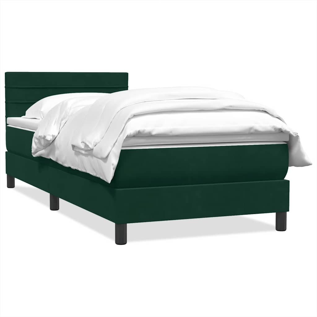 Boxspring met matras fluweel donkergroen 90x210 cm