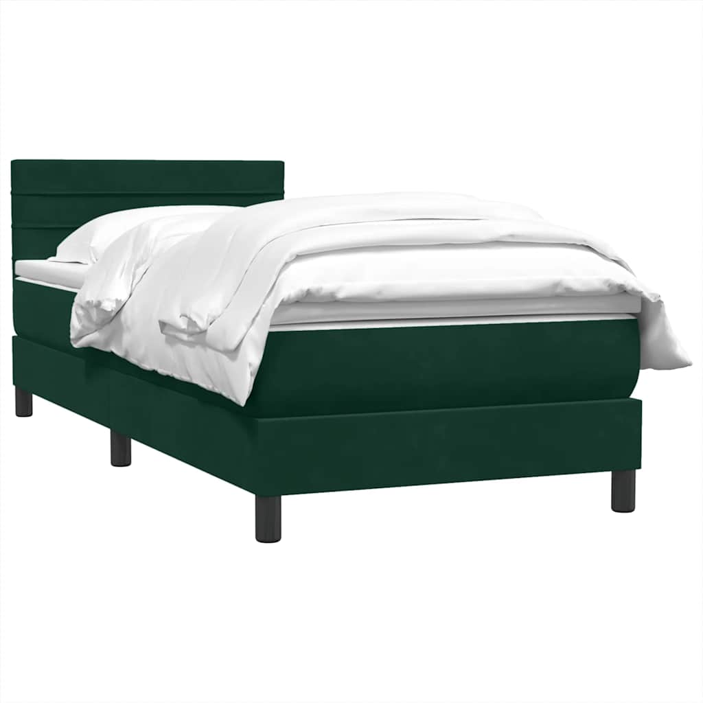 Boxspring met matras fluweel donkergroen 90x210 cm