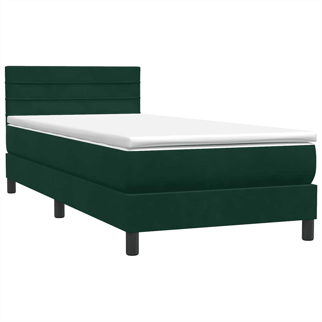 Boxspring met matras fluweel donkergroen 90x210 cm