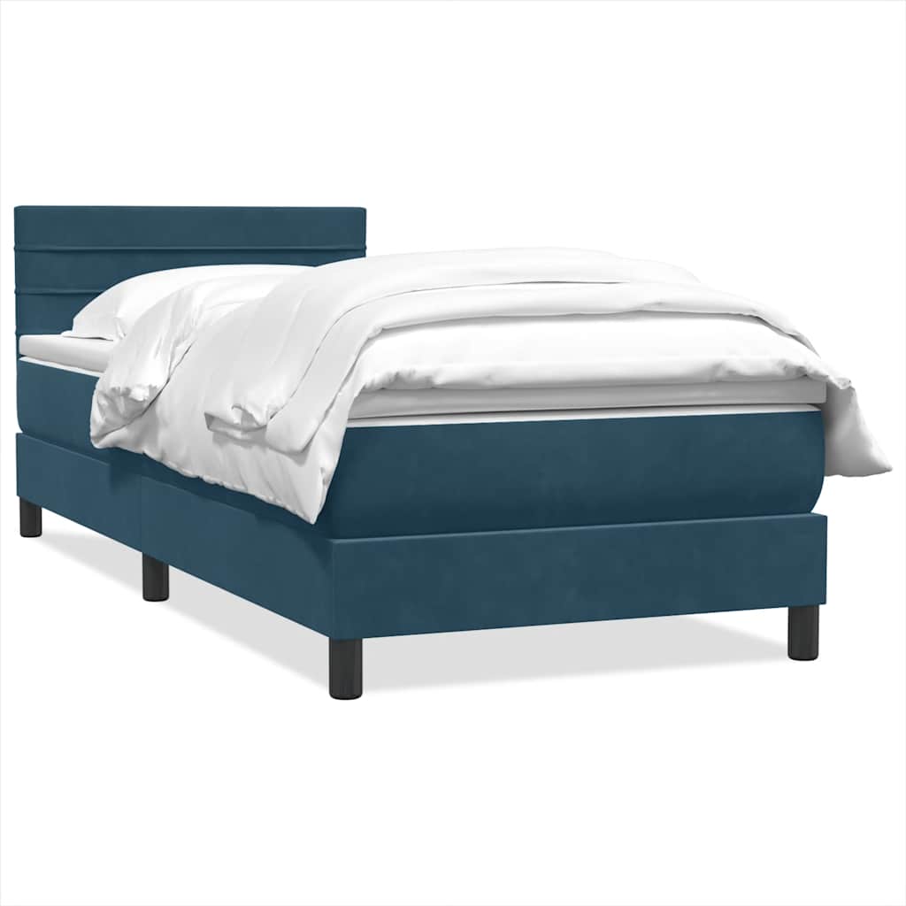 Boxspring met matras fluweel donkerblauw 90x210 cm