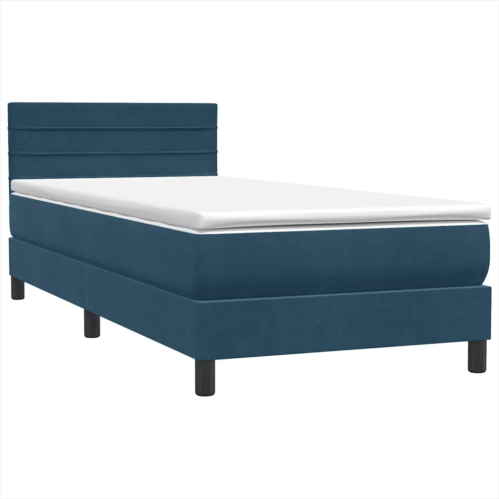 Boxspring met matras fluweel donkerblauw 90x210 cm