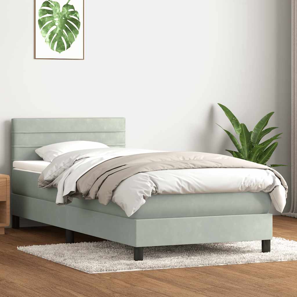 Boxspring met matras fluweel lichtgrijs 80x220 cm