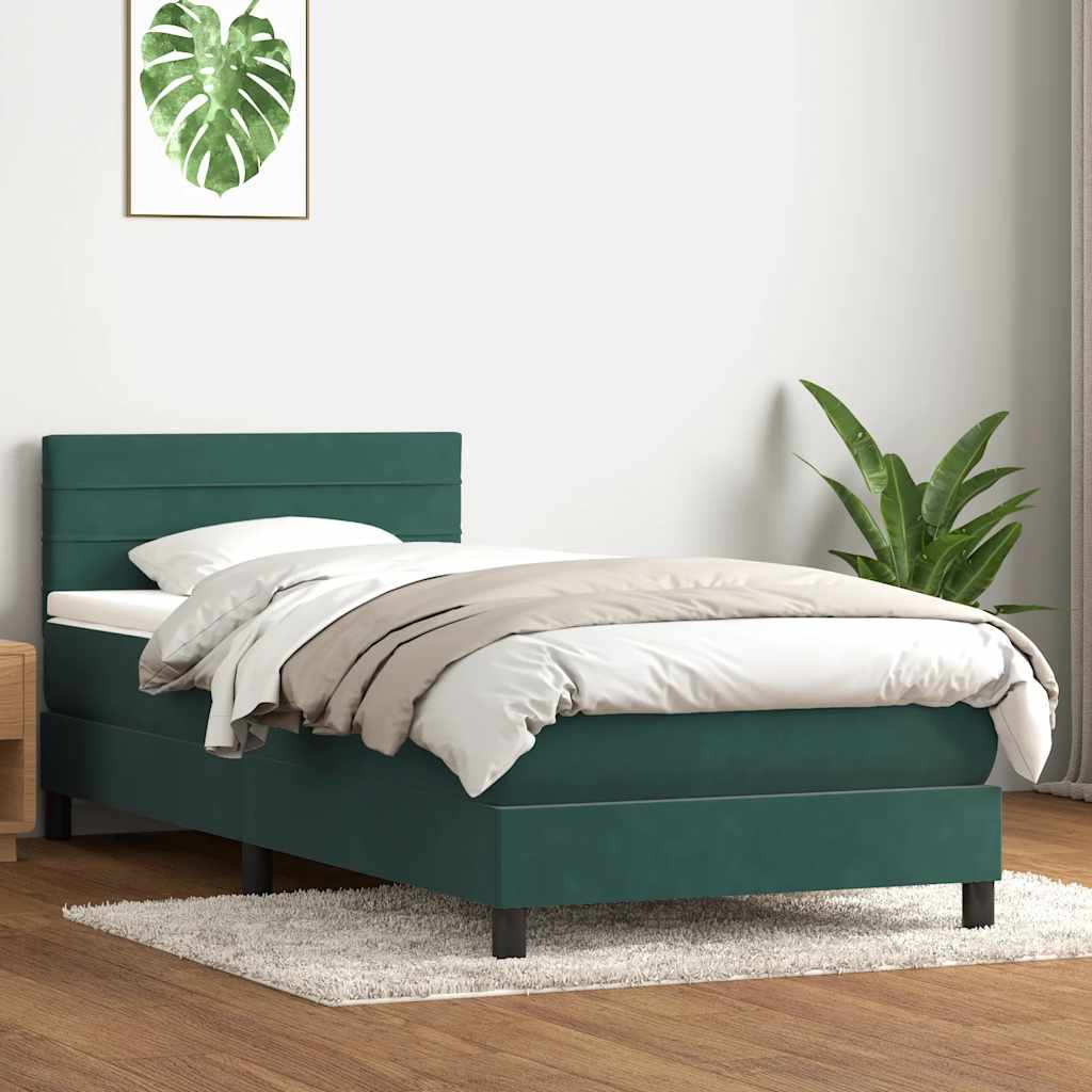 Boxspring met matras fluweel donkergroen 80x220 cm is nu te koop bij PeponiXL, paradijselijk wonen!