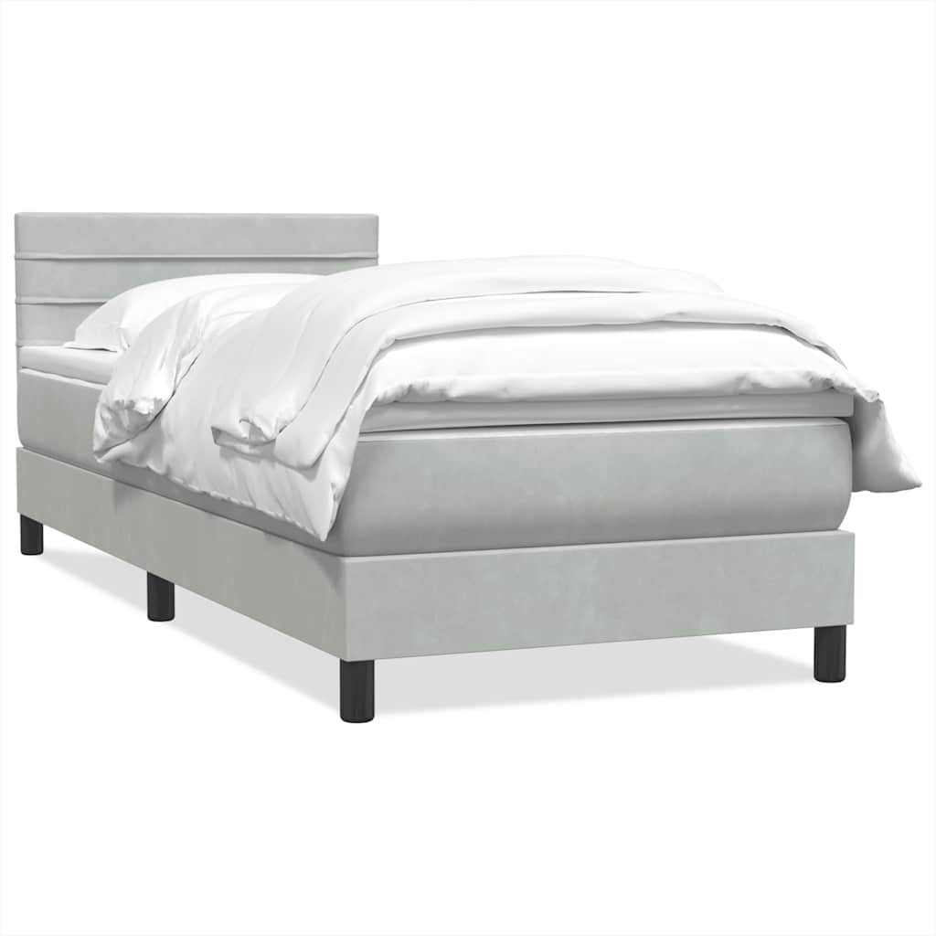Boxspring met matras fluweel lichtgrijs 90x220 cm is nu te koop bij PeponiXL, paradijselijk wonen!