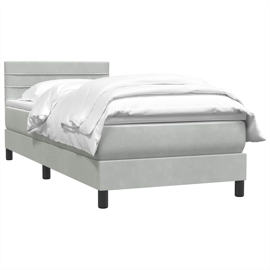 Boxspring met matras fluweel lichtgrijs 90x220 cm is nu te koop bij PeponiXL, paradijselijk wonen!