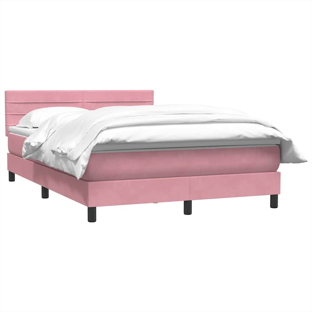 Boxspring met matras fluweel roze 160x220 cm