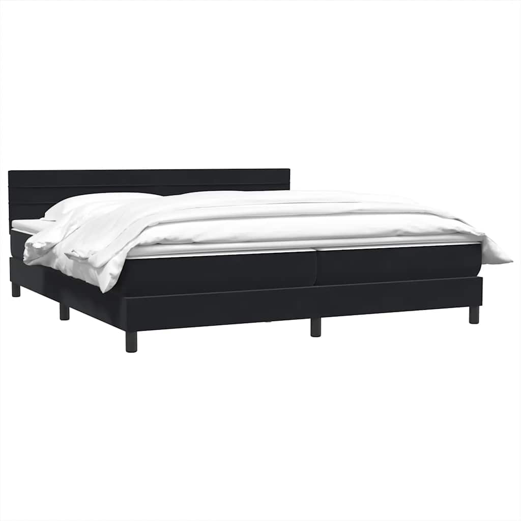 Boxspring met matras fluweel zwart 200x220 cm