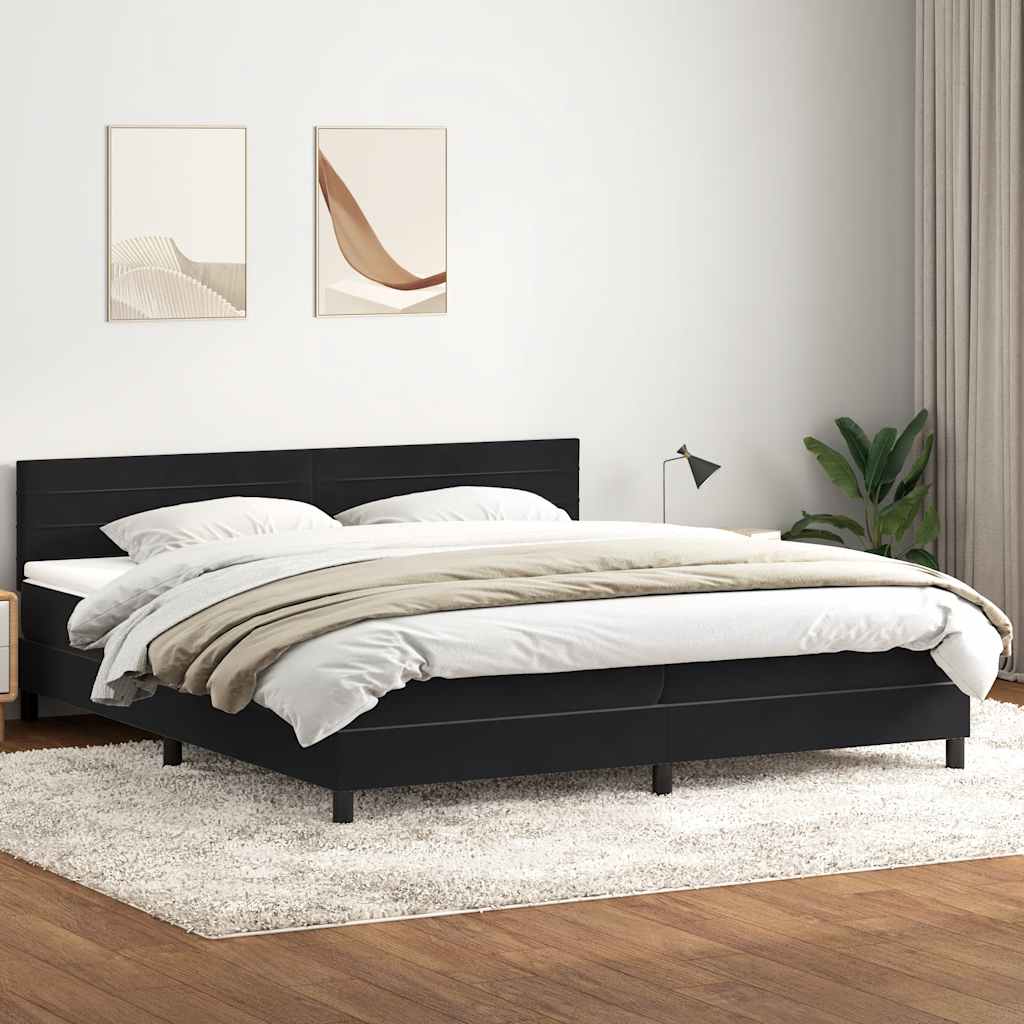 Boxspring met matras fluweel zwart 200x220 cm
