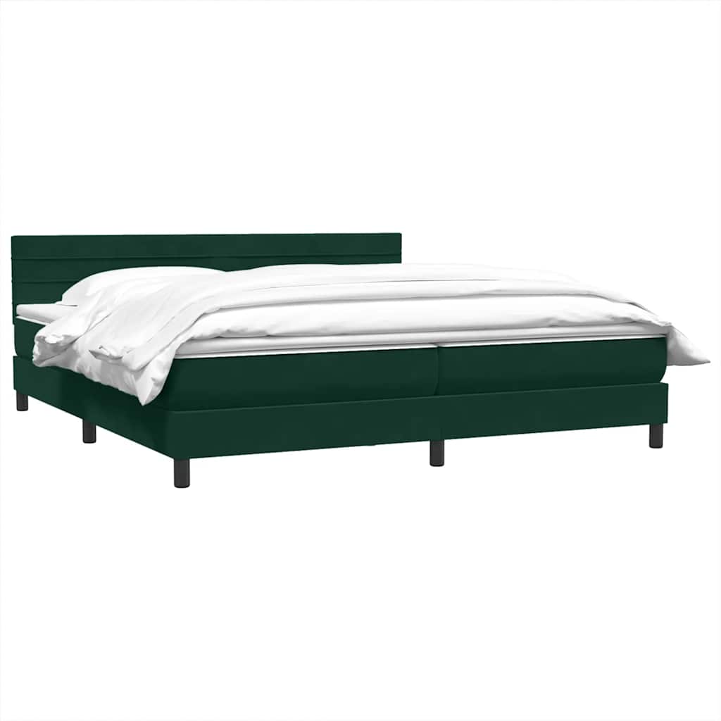 Boxspring met matras fluweel donkergroen 200x220 cm