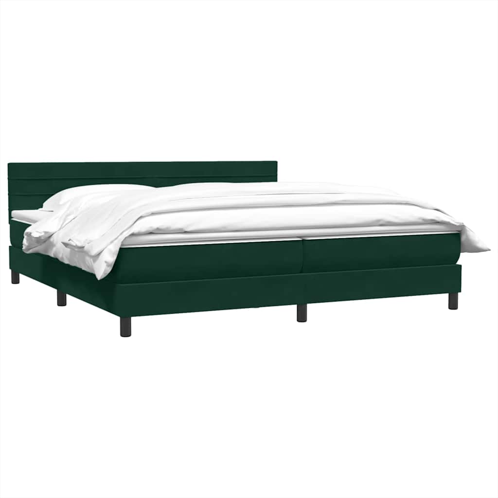 Boxspring met matras fluweel donkergroen 200x220 cm