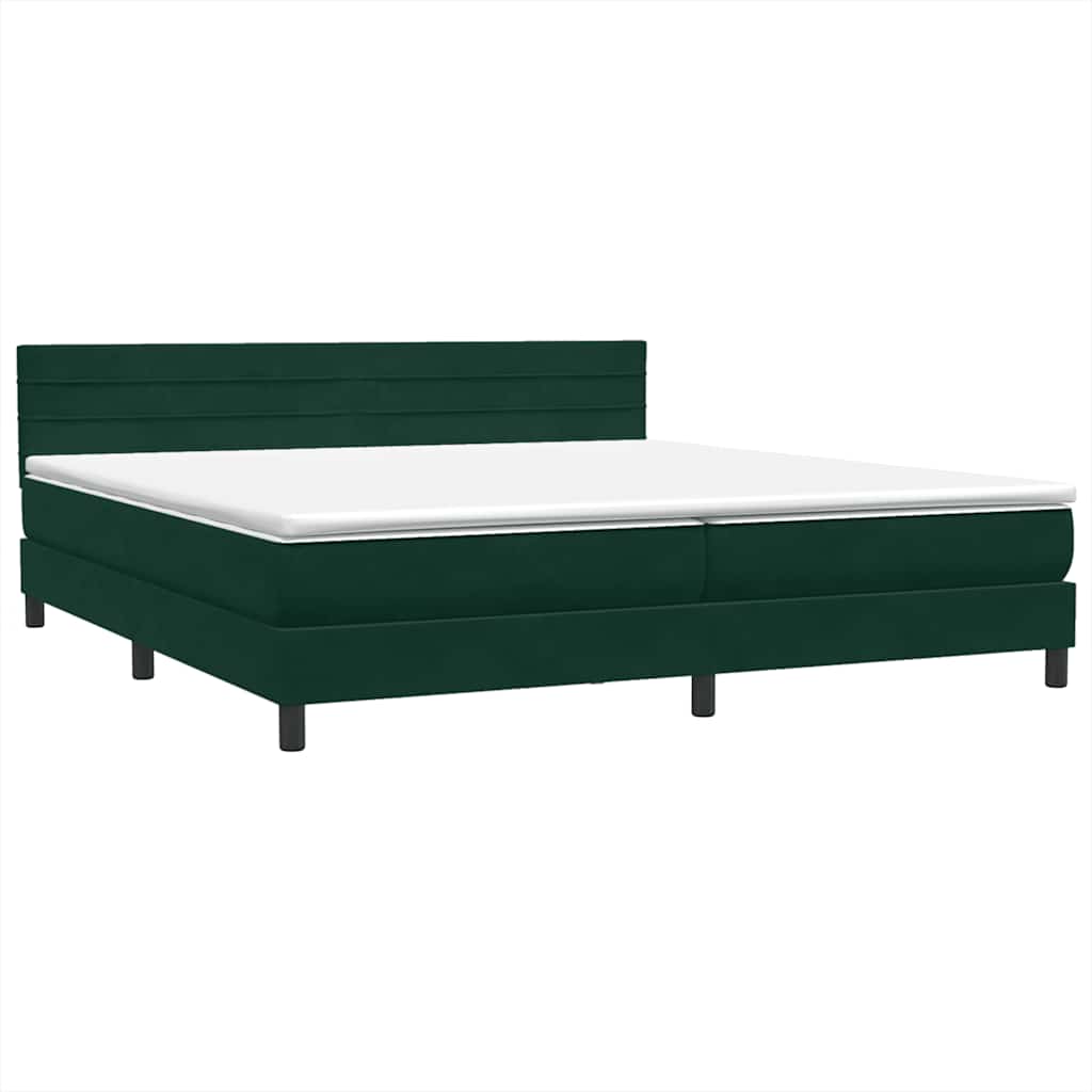 Boxspring met matras fluweel donkergroen 200x220 cm