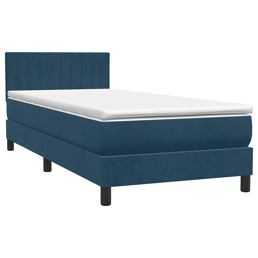Boxspring met matras fluweel donkerblauw 90x210 cm