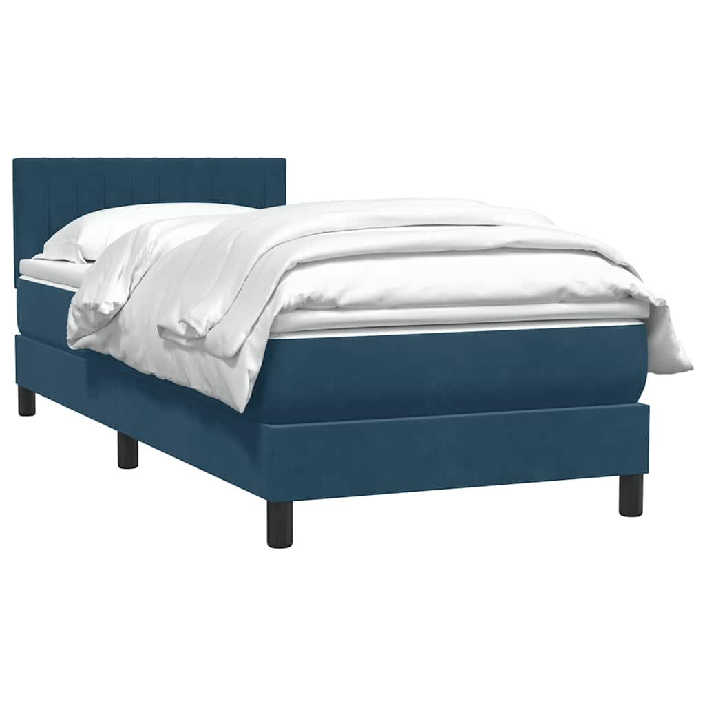 Boxspring met matras fluweel donkerblauw 90x210 cm