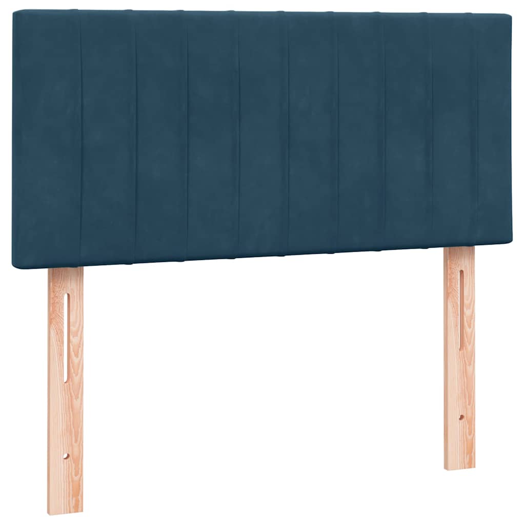 Boxspring met matras fluweel donkerblauw 90x210 cm