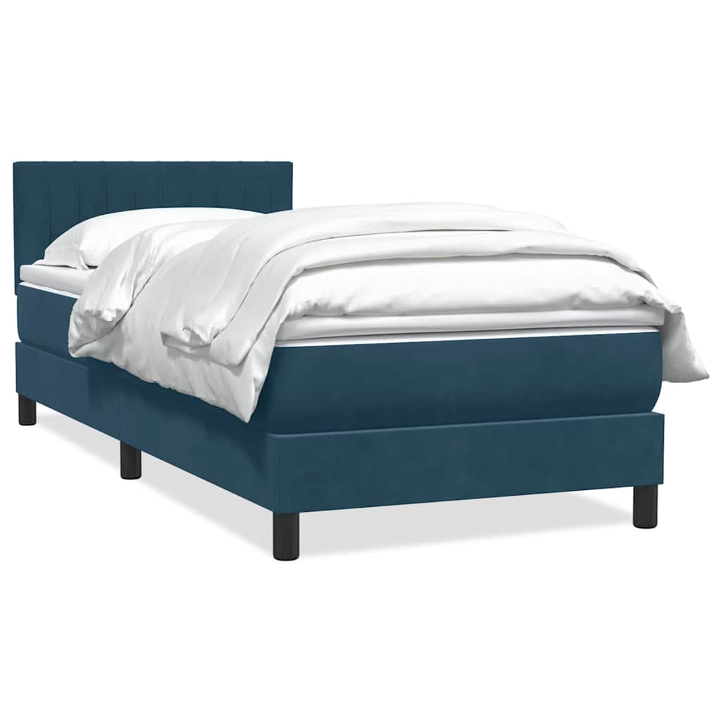 Boxspring met matras fluweel donkerblauw 90x210 cm