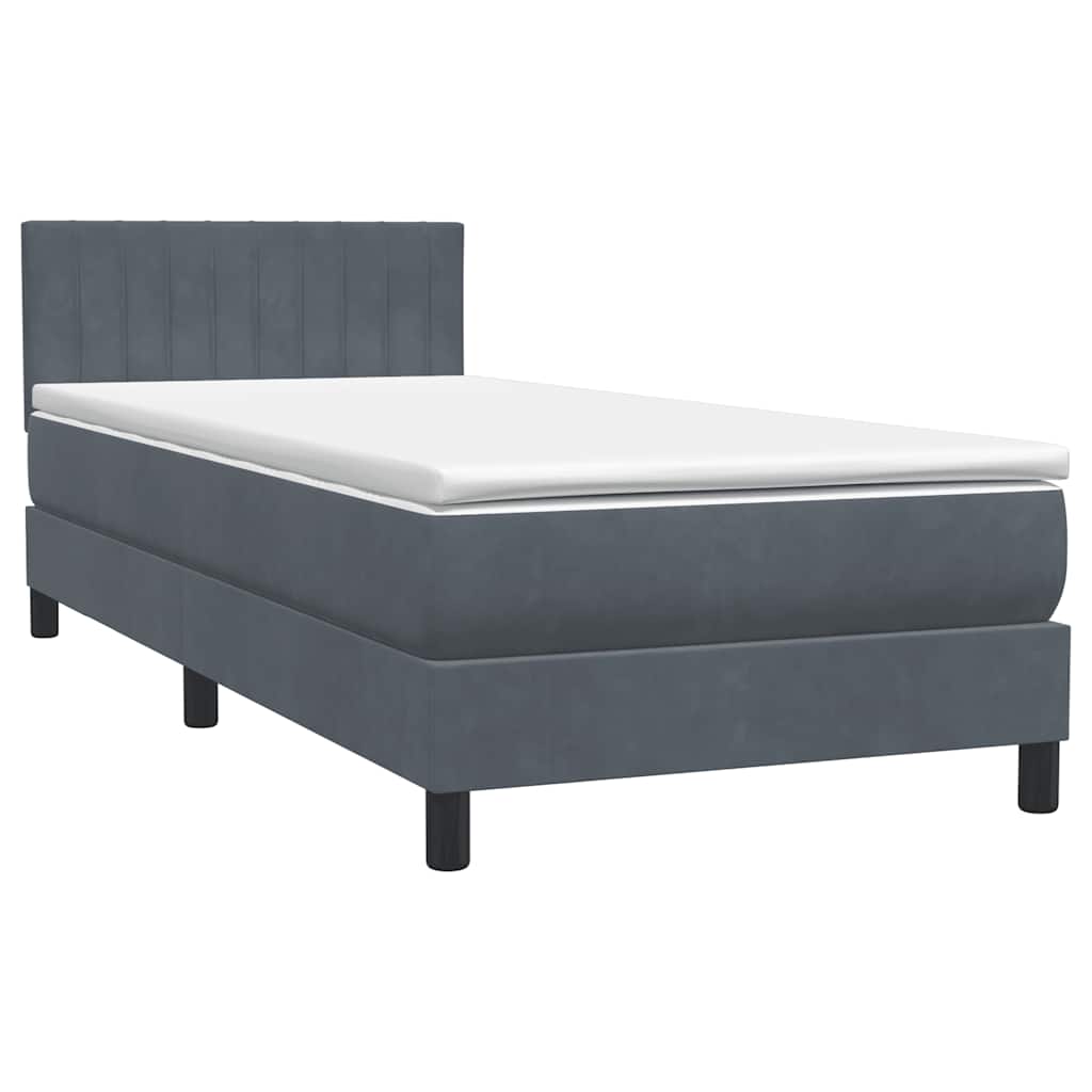 Boxspring met matras fluweel donkergrijs 100x210 cm