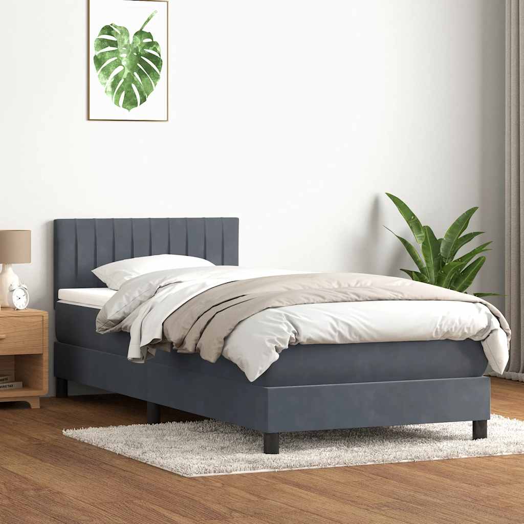 Boxspring met matras fluweel donkergrijs 100x210 cm