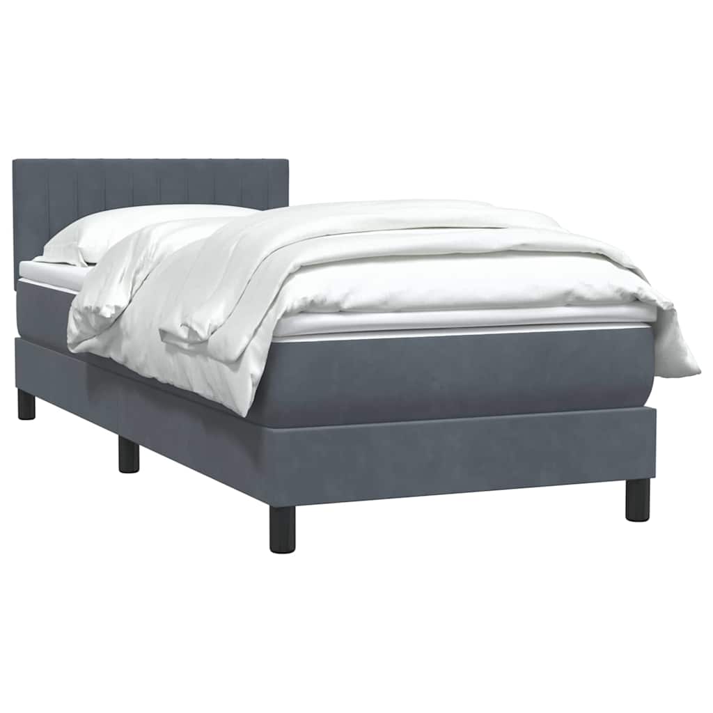 Boxspring met matras fluweel donkergrijs 100x210 cm