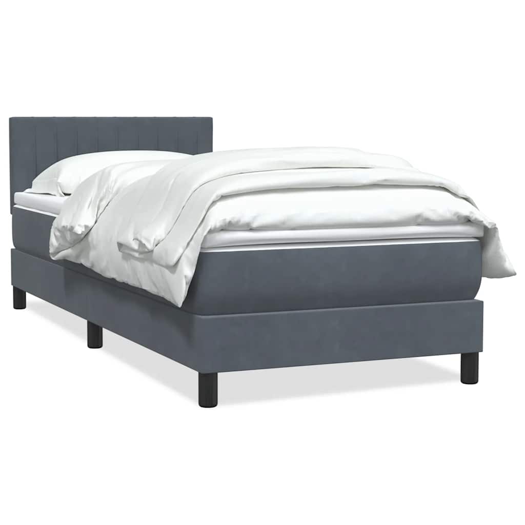 Boxspring met matras fluweel donkergrijs 100x210 cm