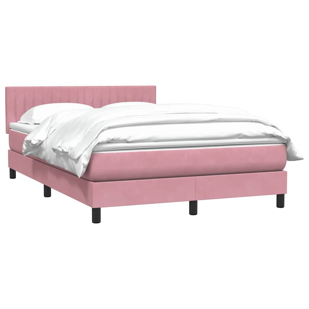Boxspring met matras fluweel roze 140x210 cm is nu te koop bij PeponiXL, paradijselijk wonen!