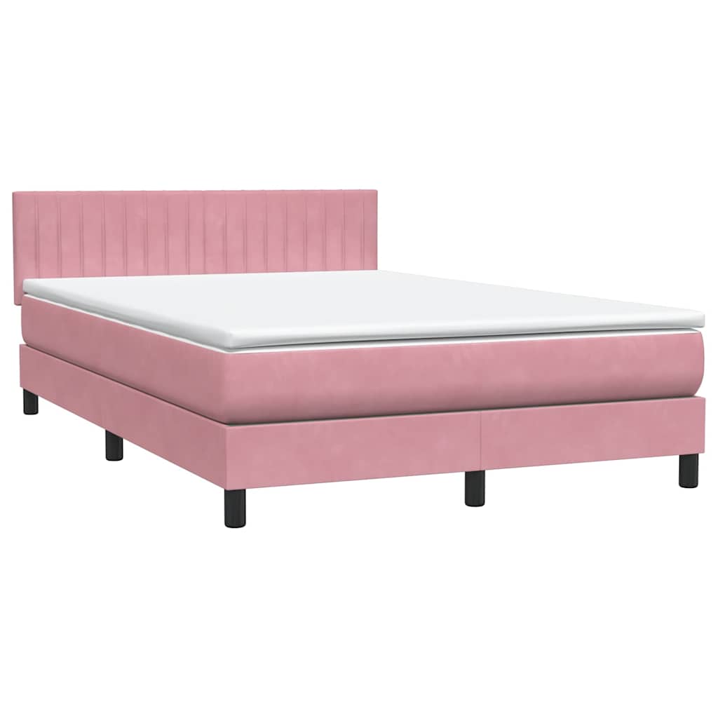 Boxspring met matras fluweel roze 160x210 cm is nu te koop bij PeponiXL, paradijselijk wonen!