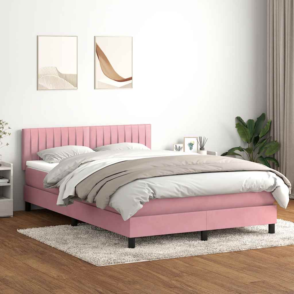Boxspring met matras fluweel roze 160x210 cm is nu te koop bij PeponiXL, paradijselijk wonen!