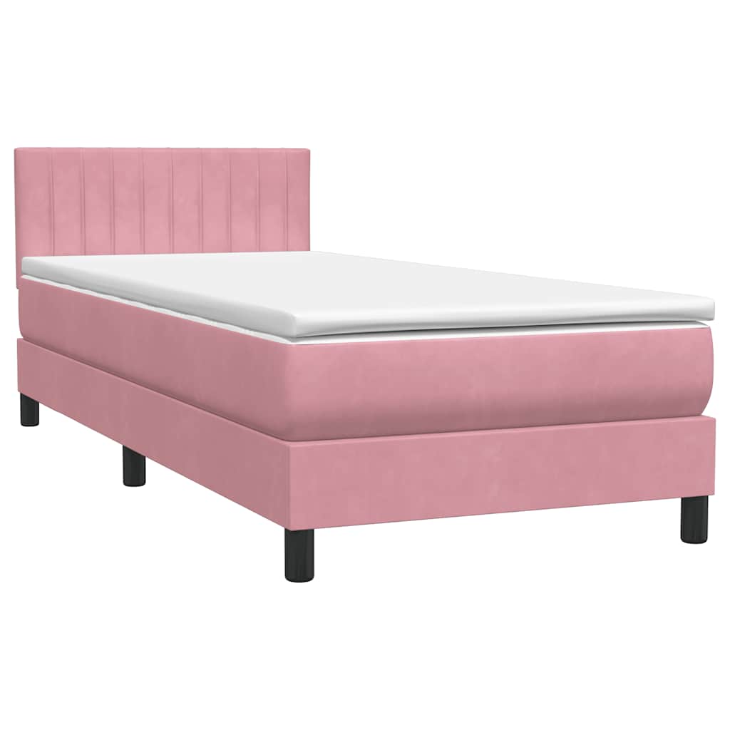 Boxspring met matras fluweel roze 80x220 cm is nu te koop bij PeponiXL, paradijselijk wonen!