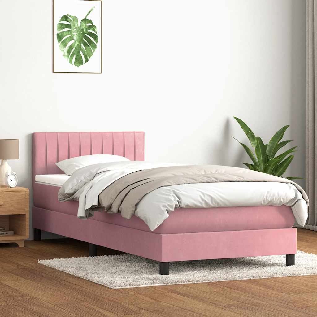 Boxspring met matras fluweel roze 80x220 cm is nu te koop bij PeponiXL, paradijselijk wonen!
