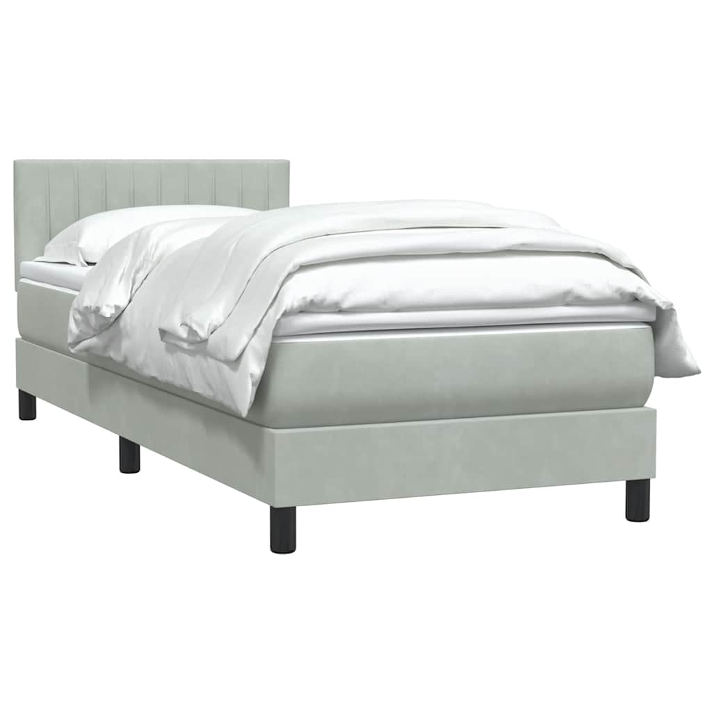 Boxspring met matras fluweel lichtgrijs 90x220 cm is nu te koop bij PeponiXL, paradijselijk wonen!