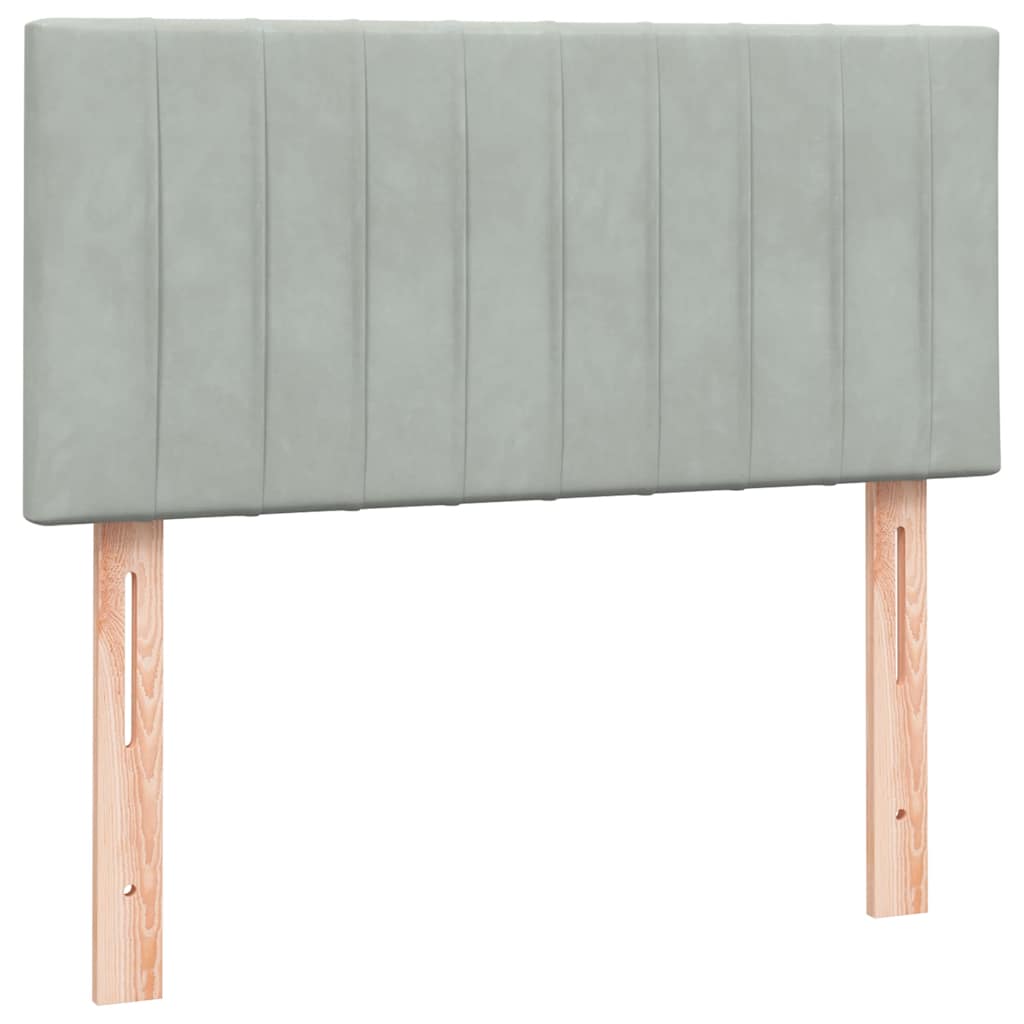 Boxspring met matras fluweel lichtgrijs 90x220 cm is nu te koop bij PeponiXL, paradijselijk wonen!