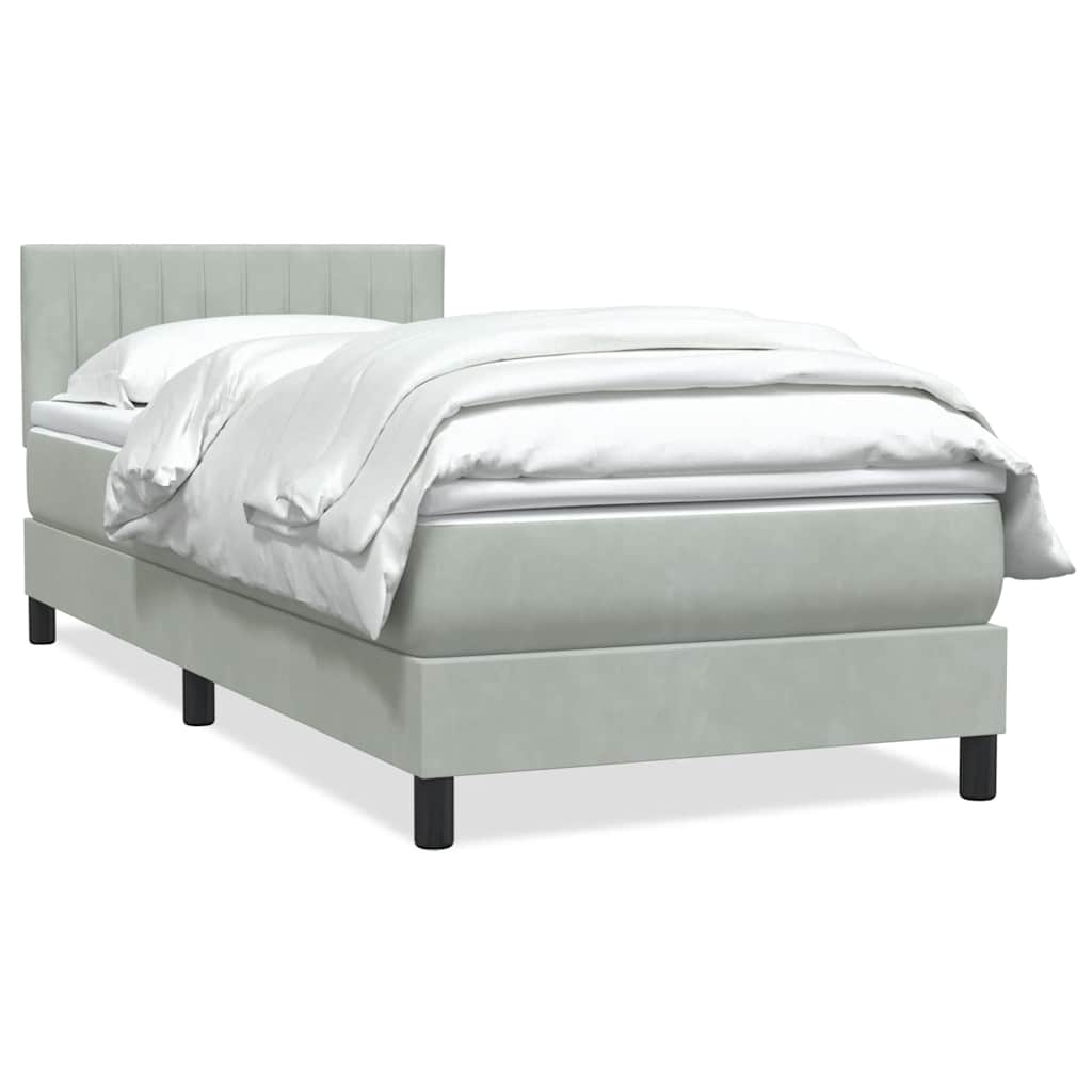 Boxspring met matras fluweel lichtgrijs 90x220 cm is nu te koop bij PeponiXL, paradijselijk wonen!