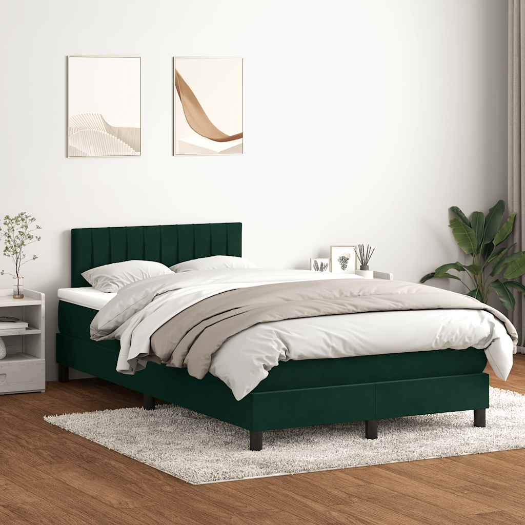 Boxspring met matras fluweel donkergroen 120x220 cm