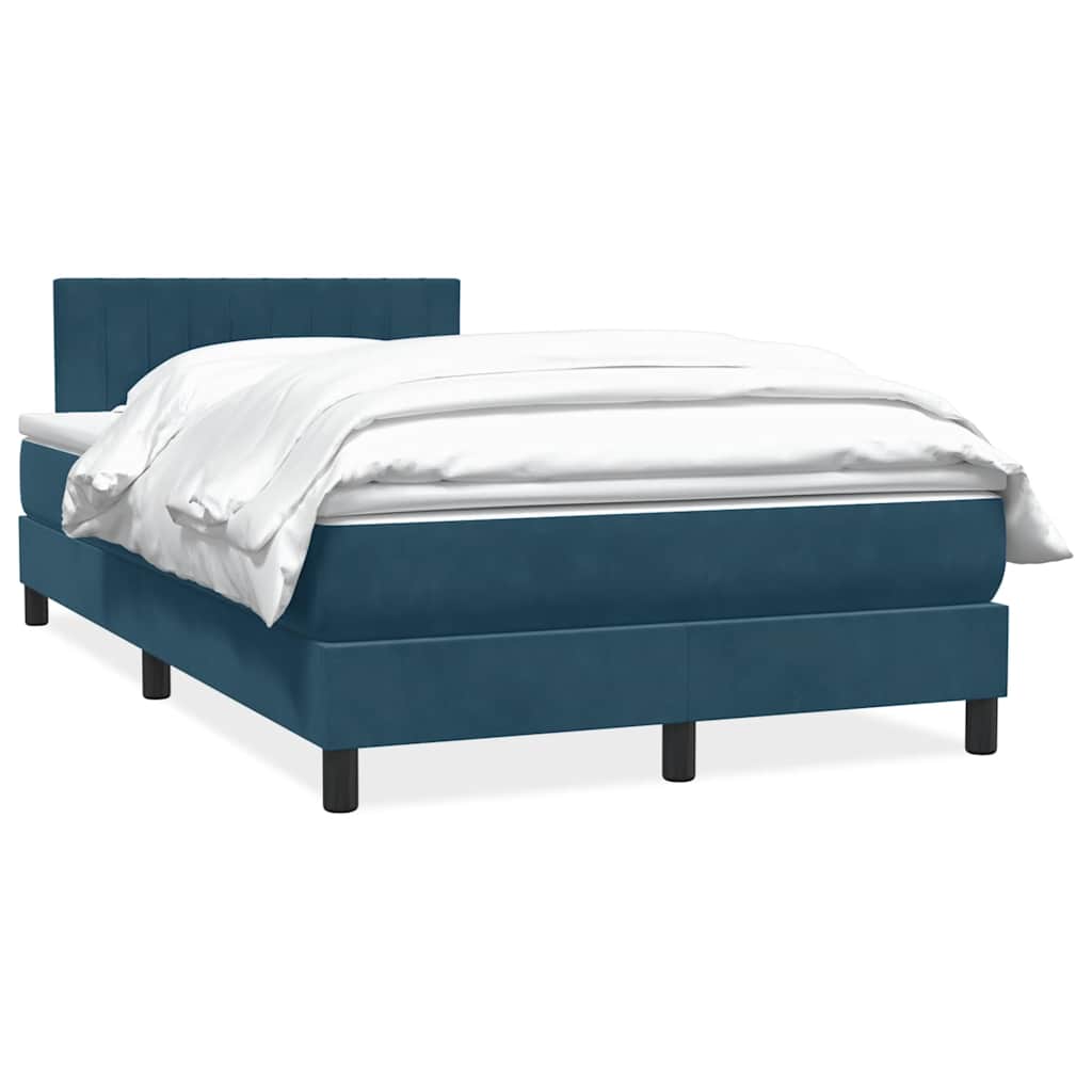 Boxspring met matras fluweel donkerblauw 120x220 cm