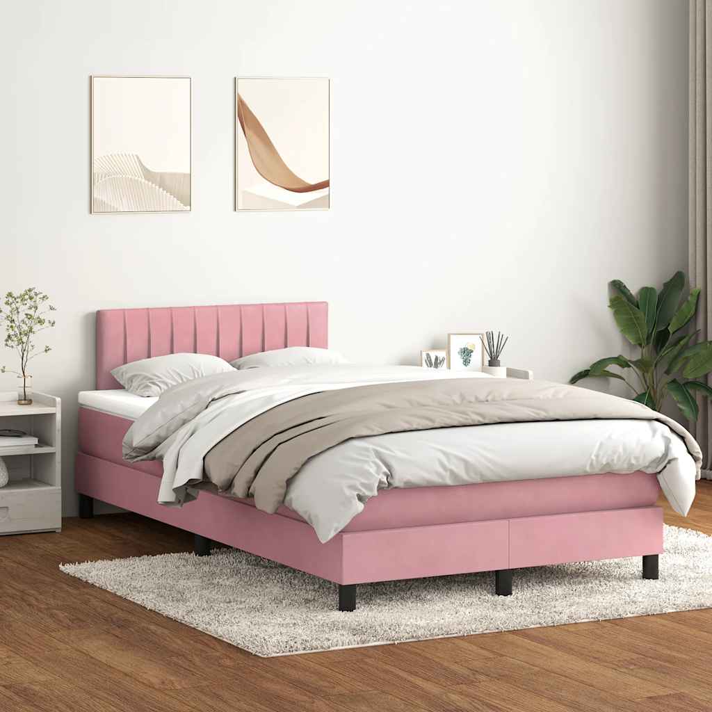 Boxspring met matras fluweel roze 120x220 cm is nu te koop bij PeponiXL, paradijselijk wonen!
