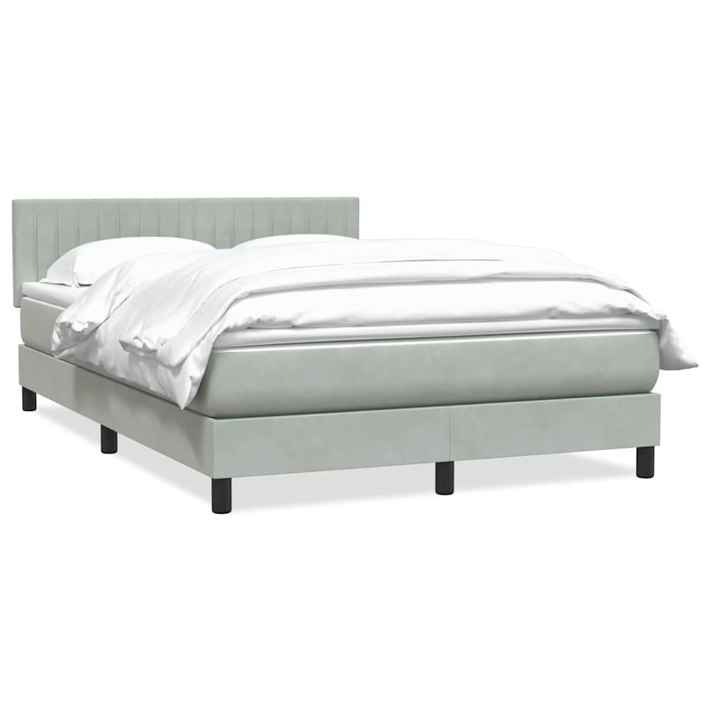 Boxspring met matras fluweel lichtgrijs 160x220 cm is nu te koop bij PeponiXL, paradijselijk wonen!