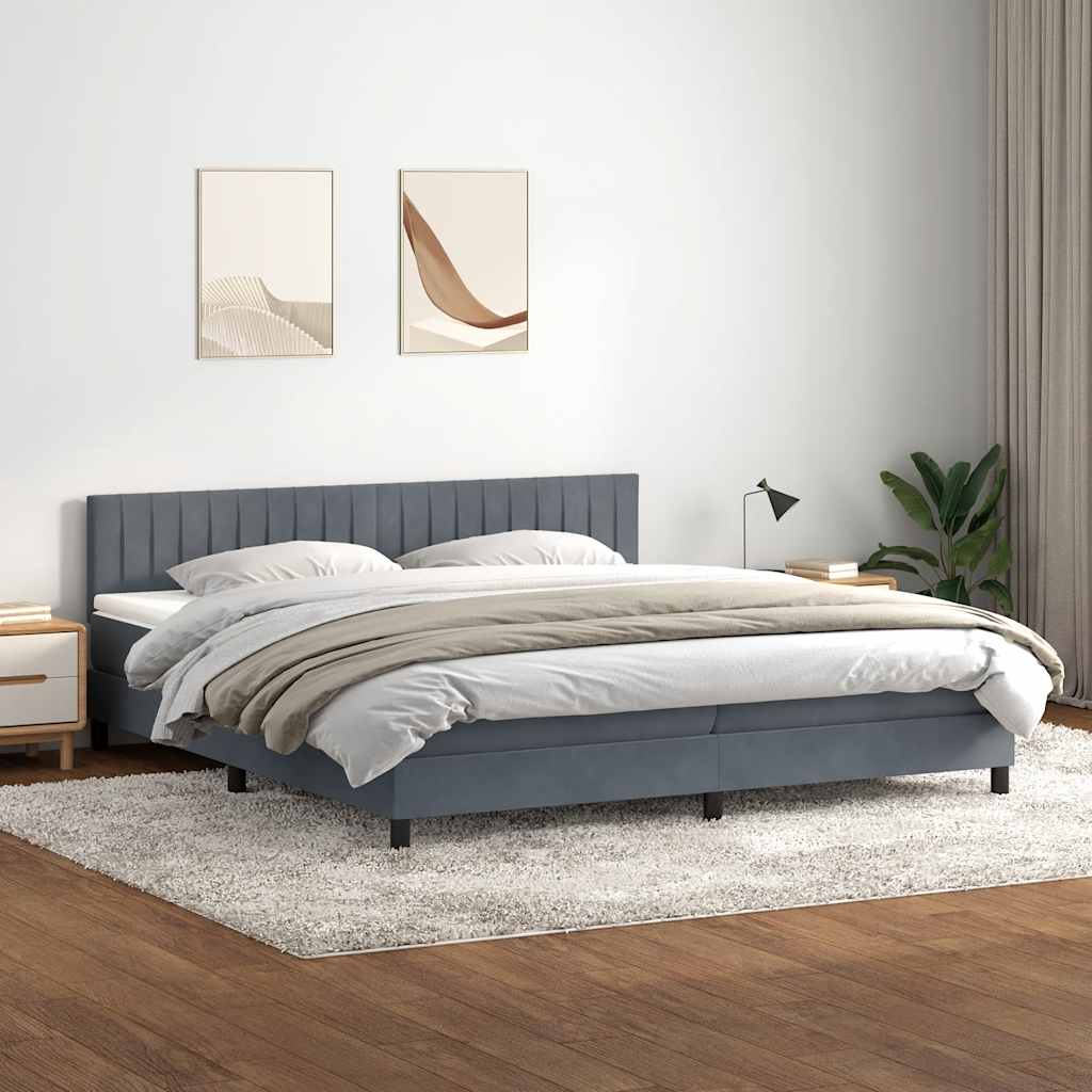 Boxspring met matras fluweel donkergrijs 180x220 cm is nu te koop bij PeponiXL, paradijselijk wonen!