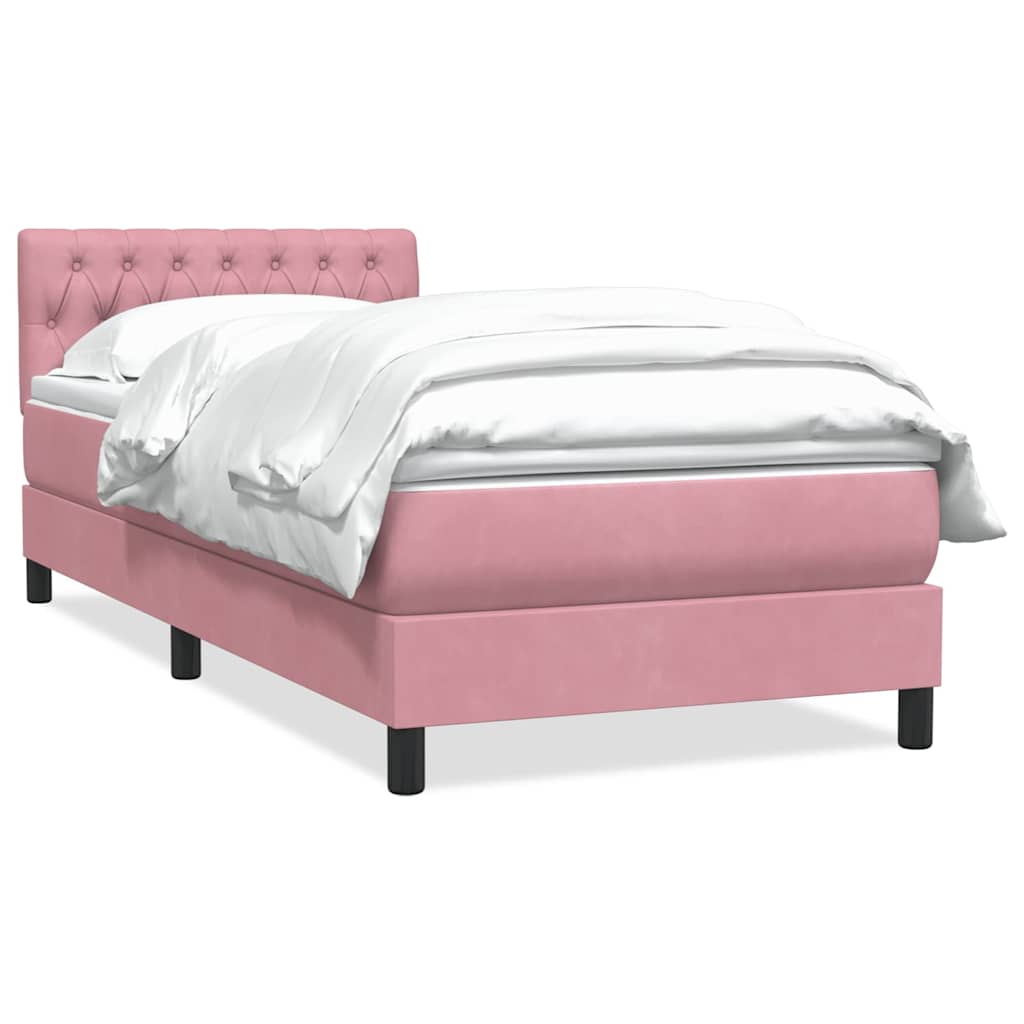 Boxspring met matras fluweel roze 90x210 cm is nu te koop bij PeponiXL, paradijselijk wonen!