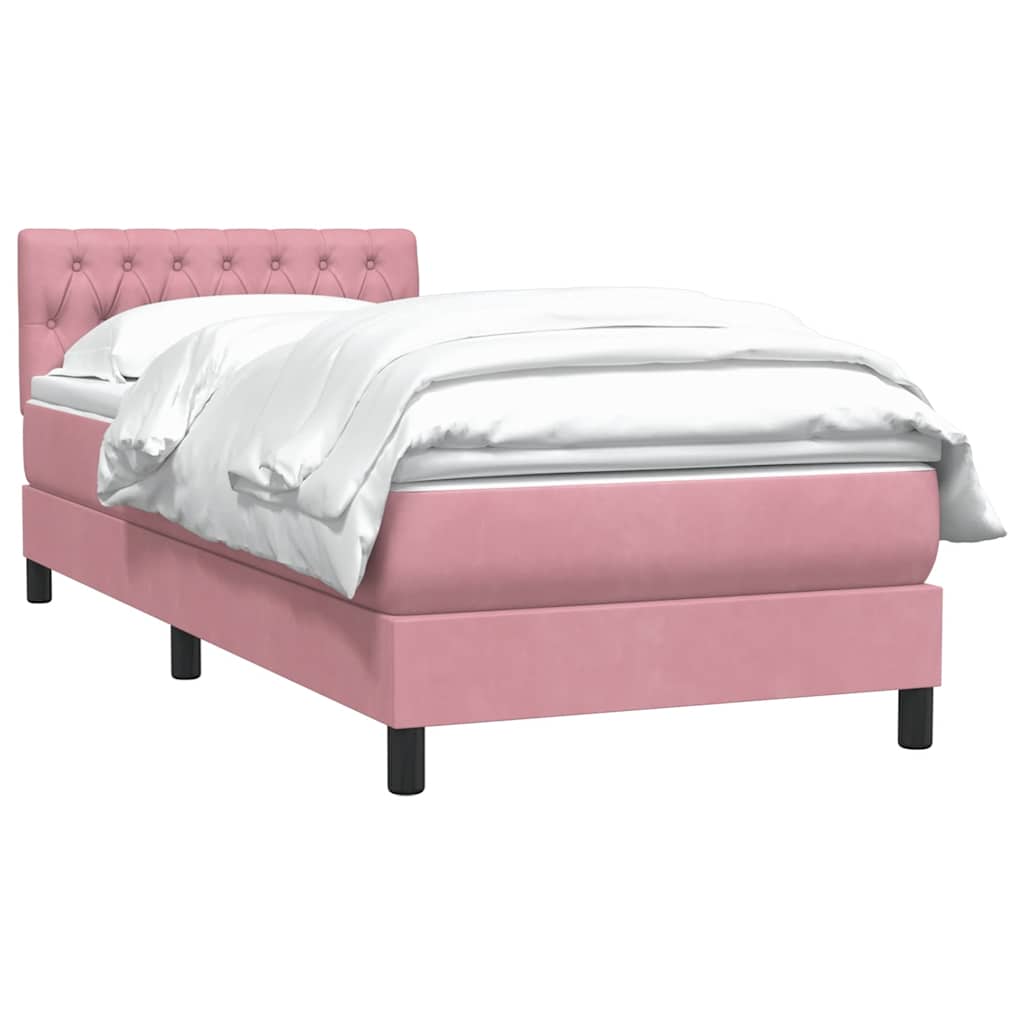 Boxspring met matras fluweel roze 90x210 cm is nu te koop bij PeponiXL, paradijselijk wonen!