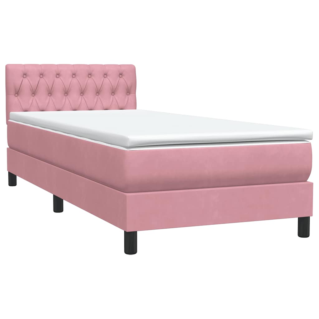 Boxspring met matras fluweel roze 90x210 cm is nu te koop bij PeponiXL, paradijselijk wonen!