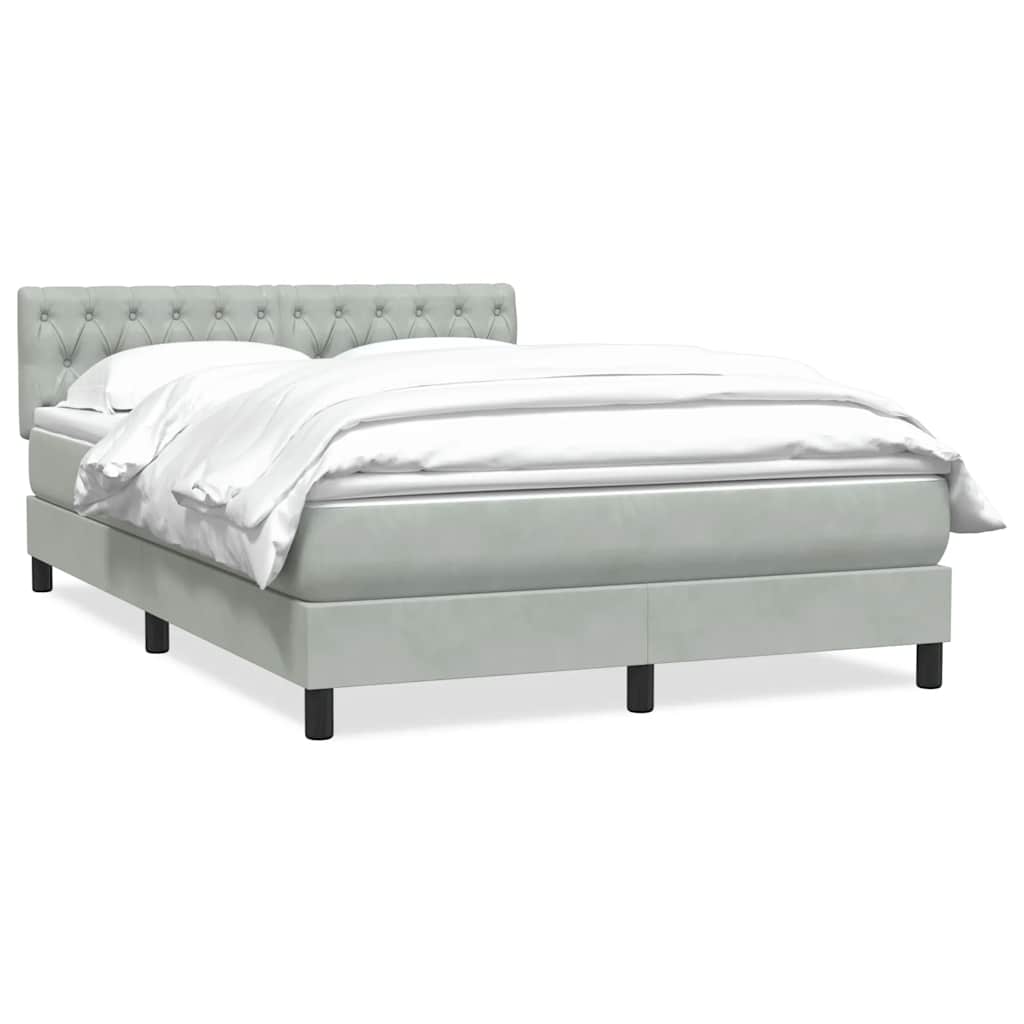 Boxspring met matras fluweel lichtgrijs 160x210 cm is nu te koop bij PeponiXL, paradijselijk wonen!