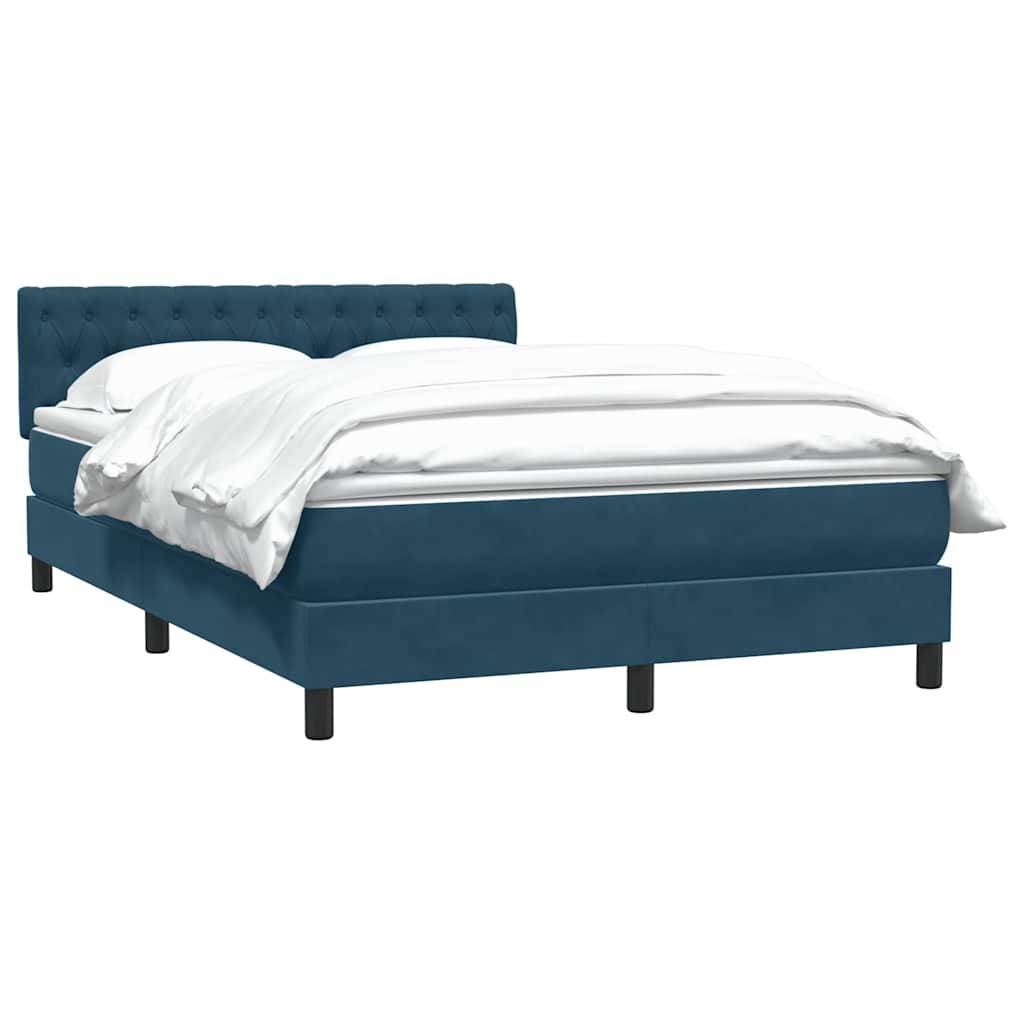 Boxspring met matras fluweel donkerblauw 160x210 cm