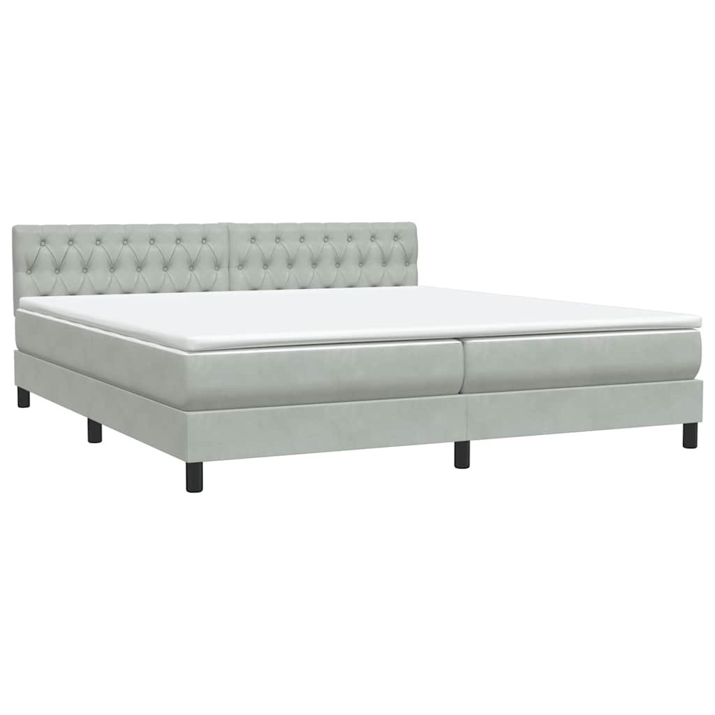 Boxspring met matras fluweel lichtgrijs 180x210 cm