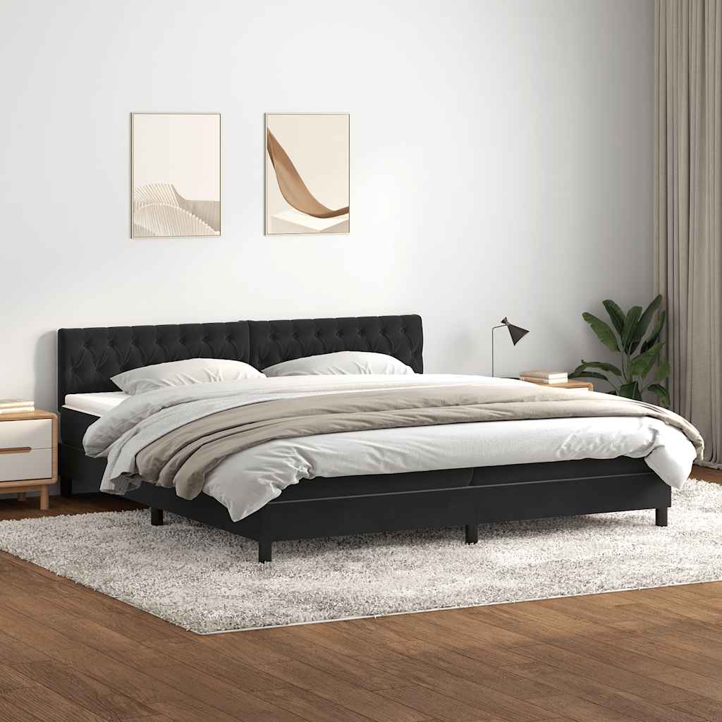 Boxspring met matras fluweel zwart 180x210 cm