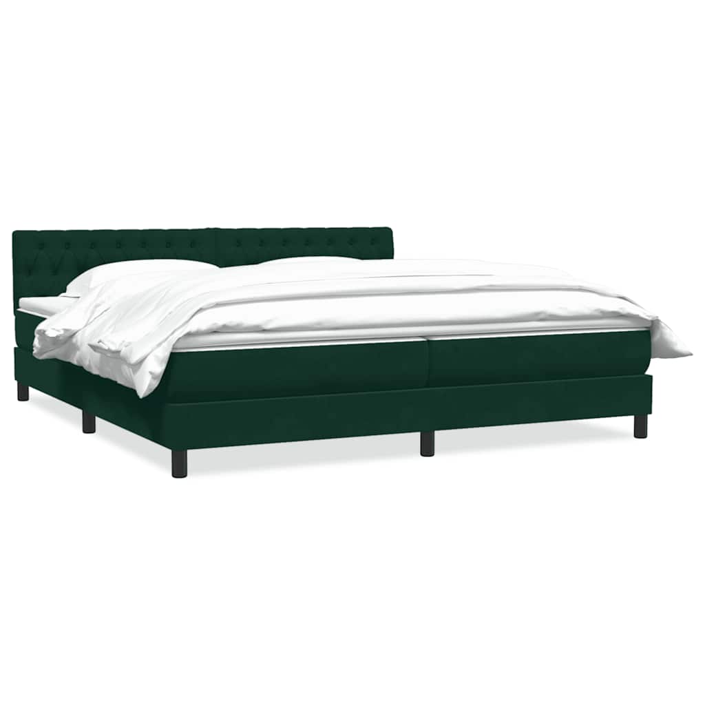 Boxspring met matras fluweel donkergroen 180x210 cm