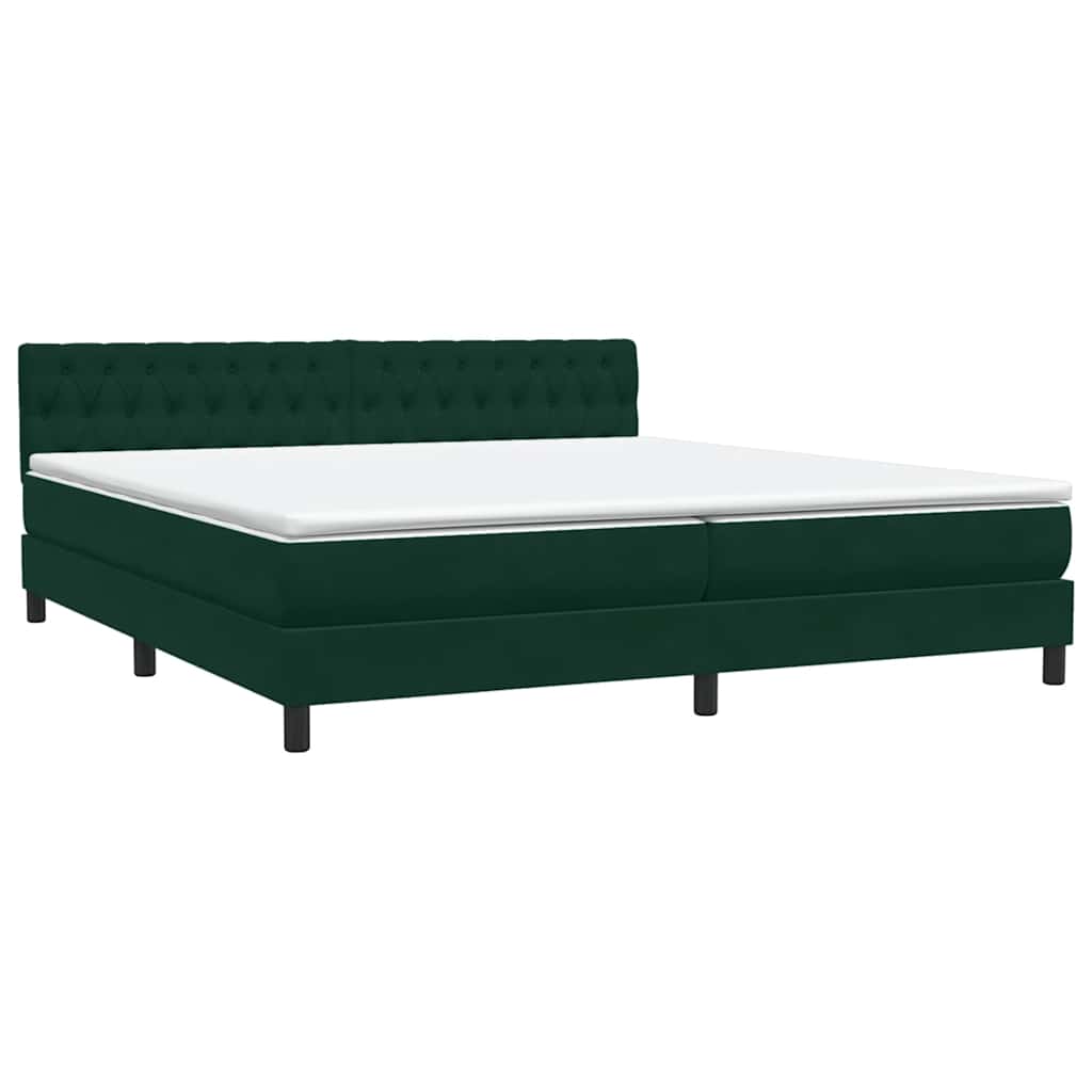 Boxspring met matras fluweel donkergroen 180x210 cm