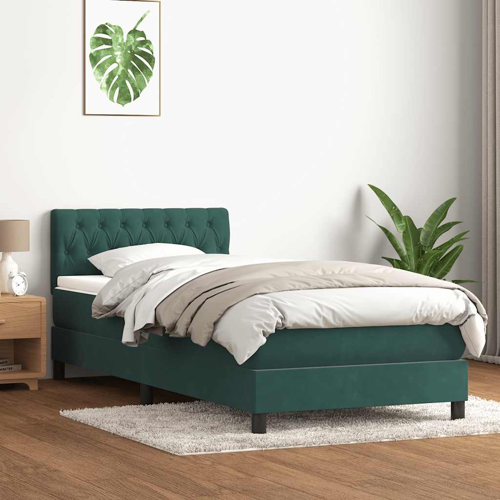 Boxspring met matras fluweel donkergroen 80x220 cm is nu te koop bij PeponiXL, paradijselijk wonen!