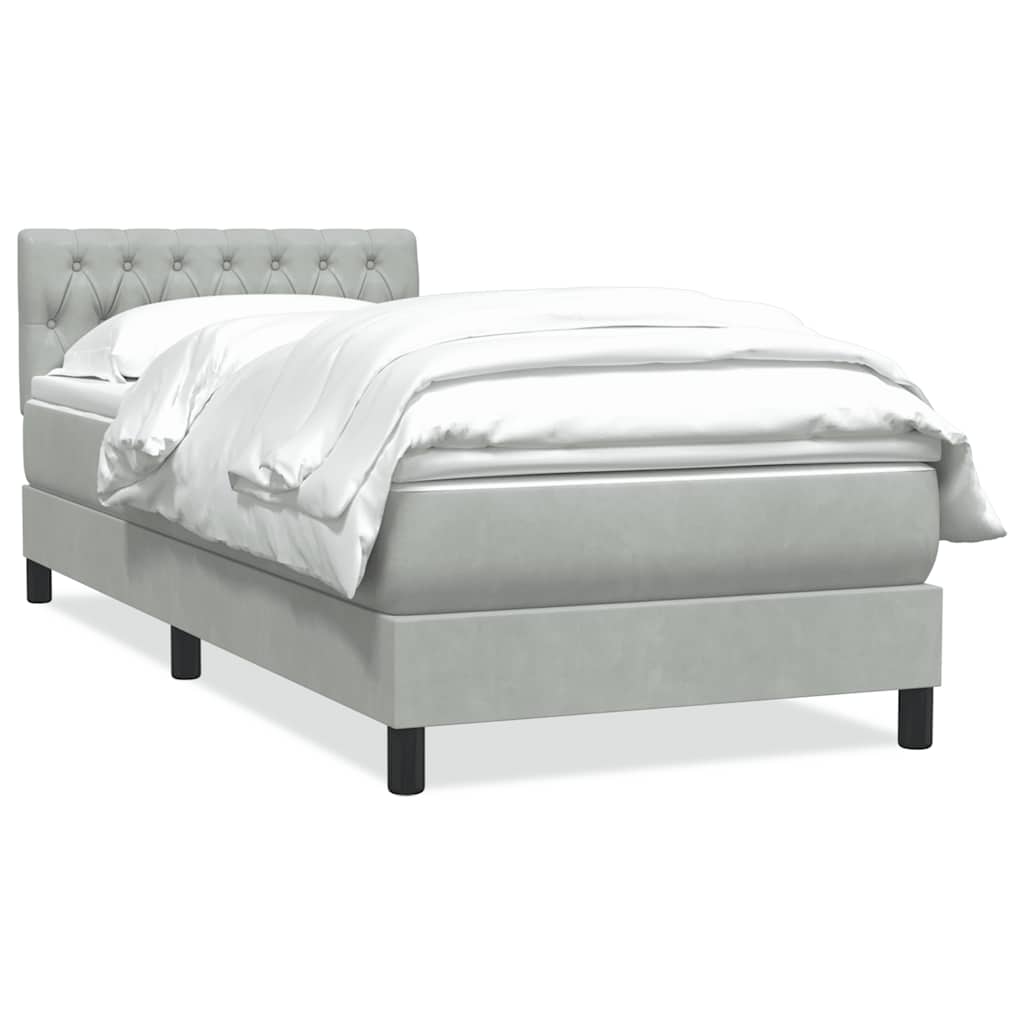 Boxspring met matras fluweel lichtgrijs 100x220 cm