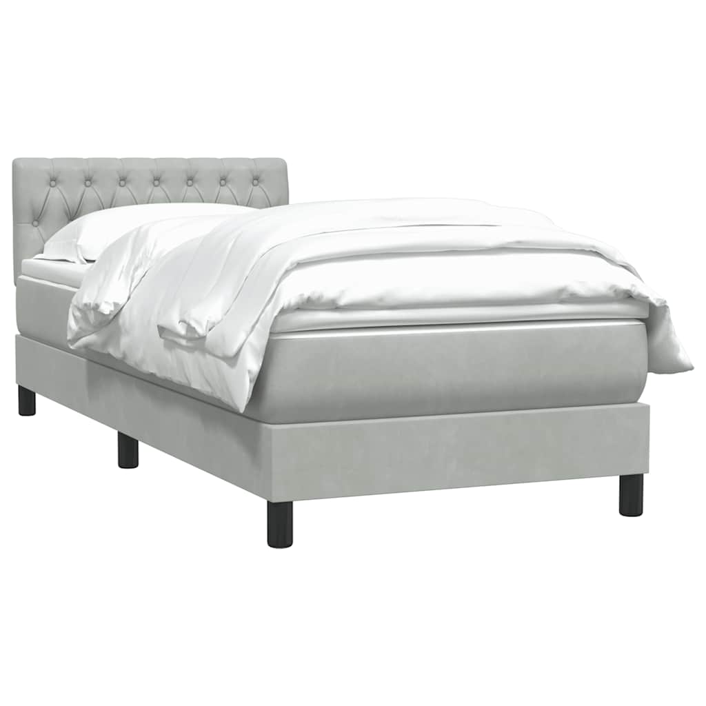 Boxspring met matras fluweel lichtgrijs 100x220 cm